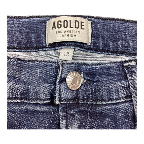AGOLDE High Rise Distressed Skinny Jeans Blue - Picture 8 of 10